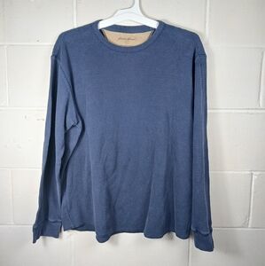 Eddie Bauer Men’s Thermal Waffle Knit Long Sleeve Navy Shirt Size Large Cotton